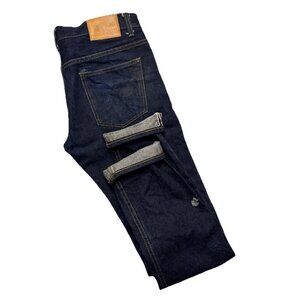 SoSo Selvage‎ Mens 34X32  Dark Blue Denim Jeans Button Fly Skinny Leg Japan